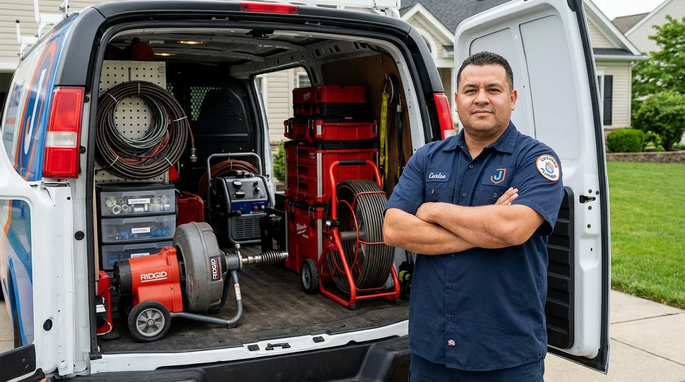 Professional drain cleaning equipment and Johns Plumbing LLC plumber in Louisburg